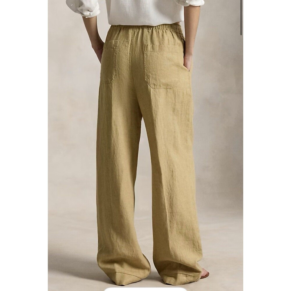 Lauren Ralph Lauren 100% Linen Wide Leg Pants 22W Brown Tan Plus Size LRL - Picture 2 of 8